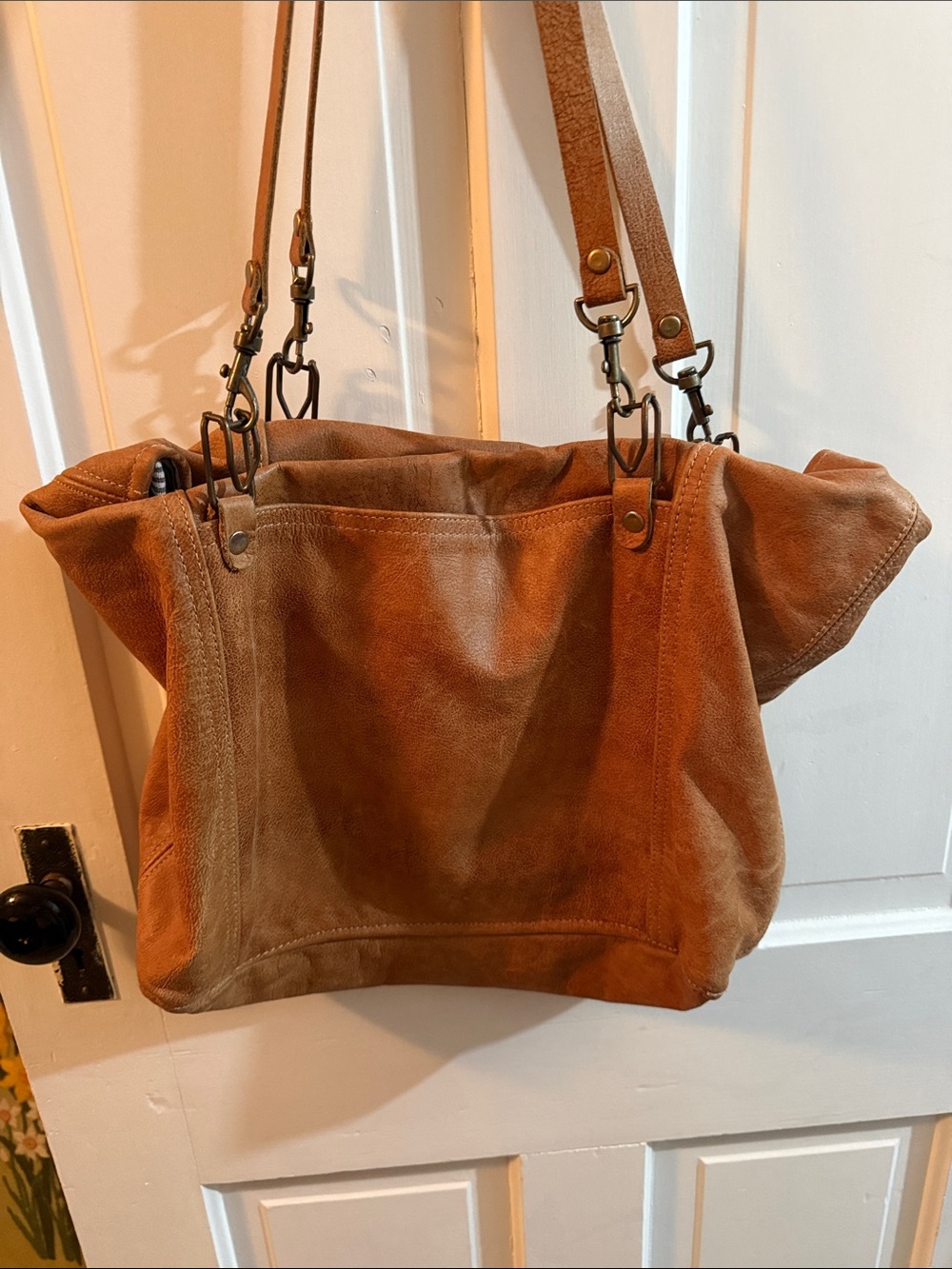 Classic Suede Shoulder Bag in Tan